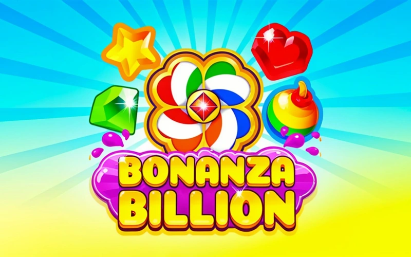 Juego de tragaperras Bonanza Billion de 1win con gemas de colores y multiplicadores.