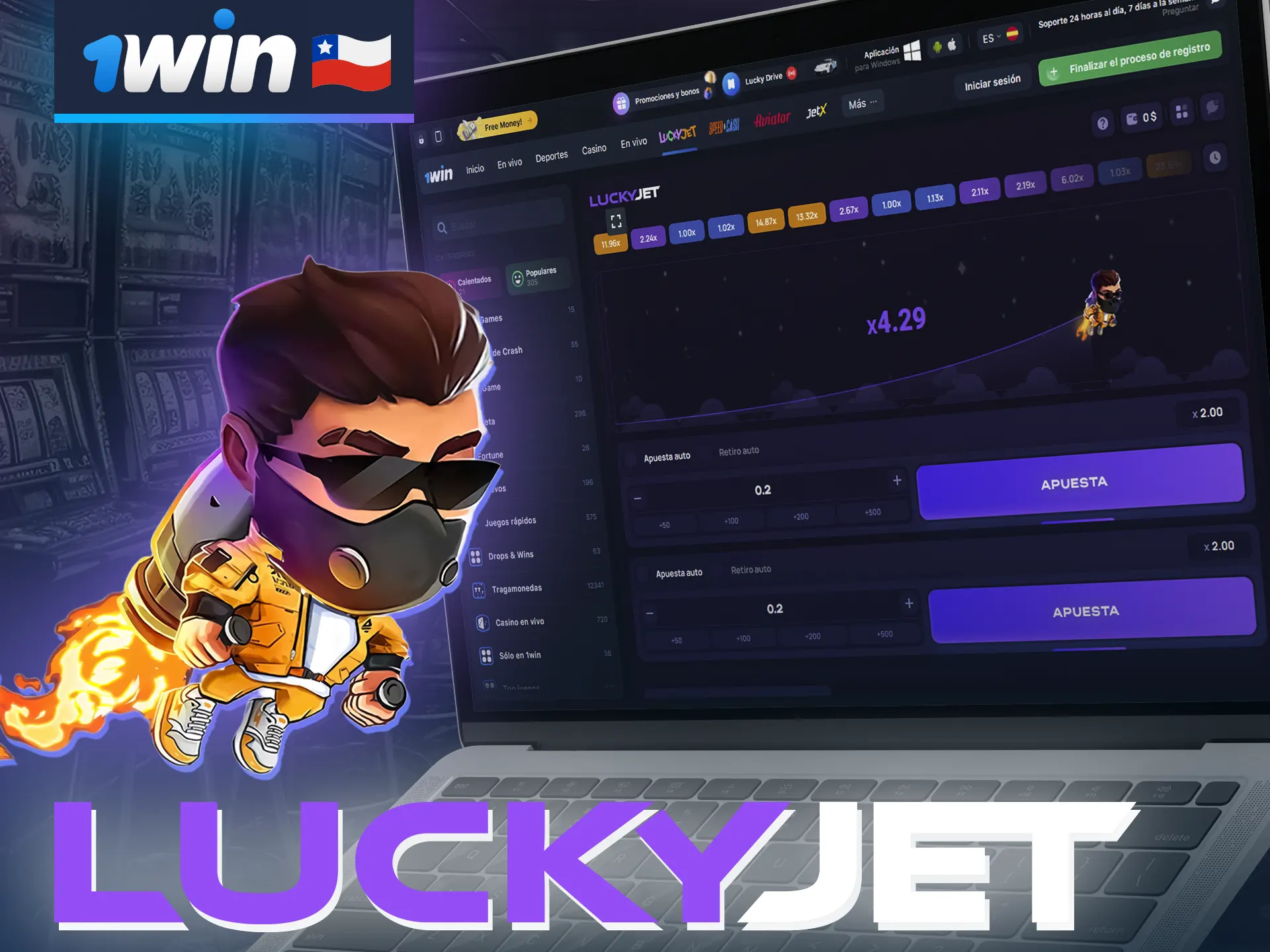 Disfruta jugando a Lucky Jet con 1win.