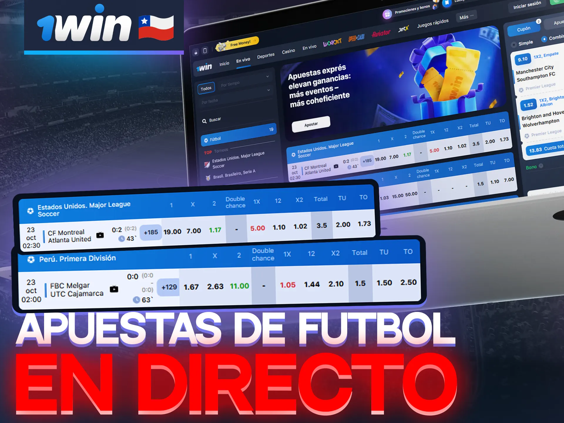 Haga sus apuestas de fútbol en directo en 1win.