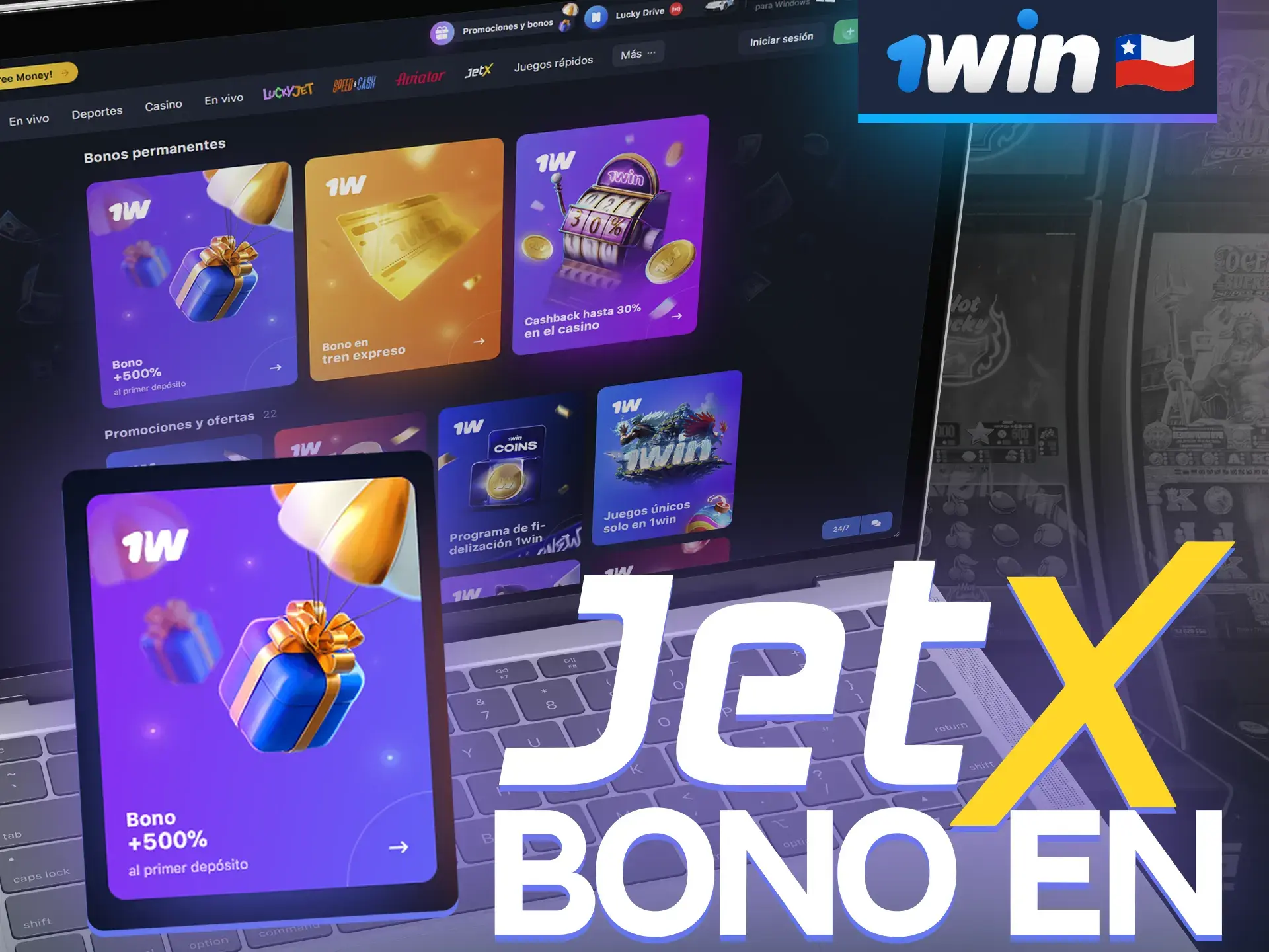 1win ofrece un bono de depósito del 500% a los jugadores de JetX para que disfruten de una gran experiencia de juego.