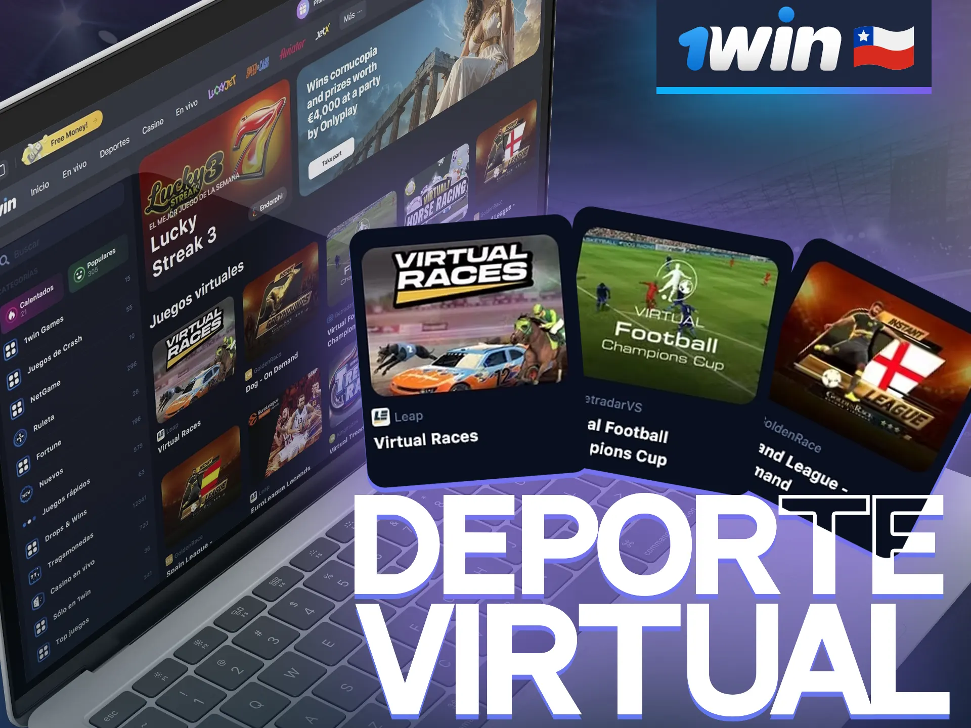 Puede apostar en 1win en deportes virtuales.