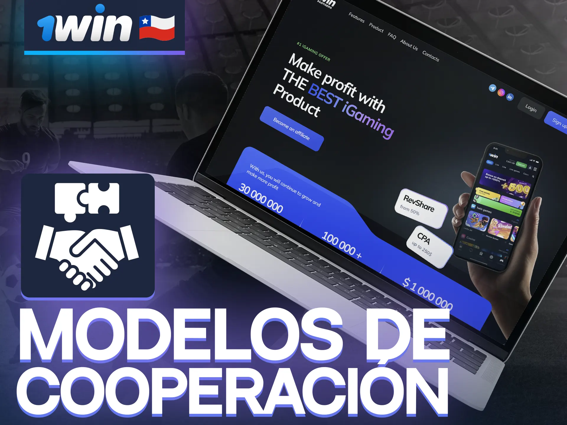 1Win ha desarrollado varios modelos de cooperación con sus socios.