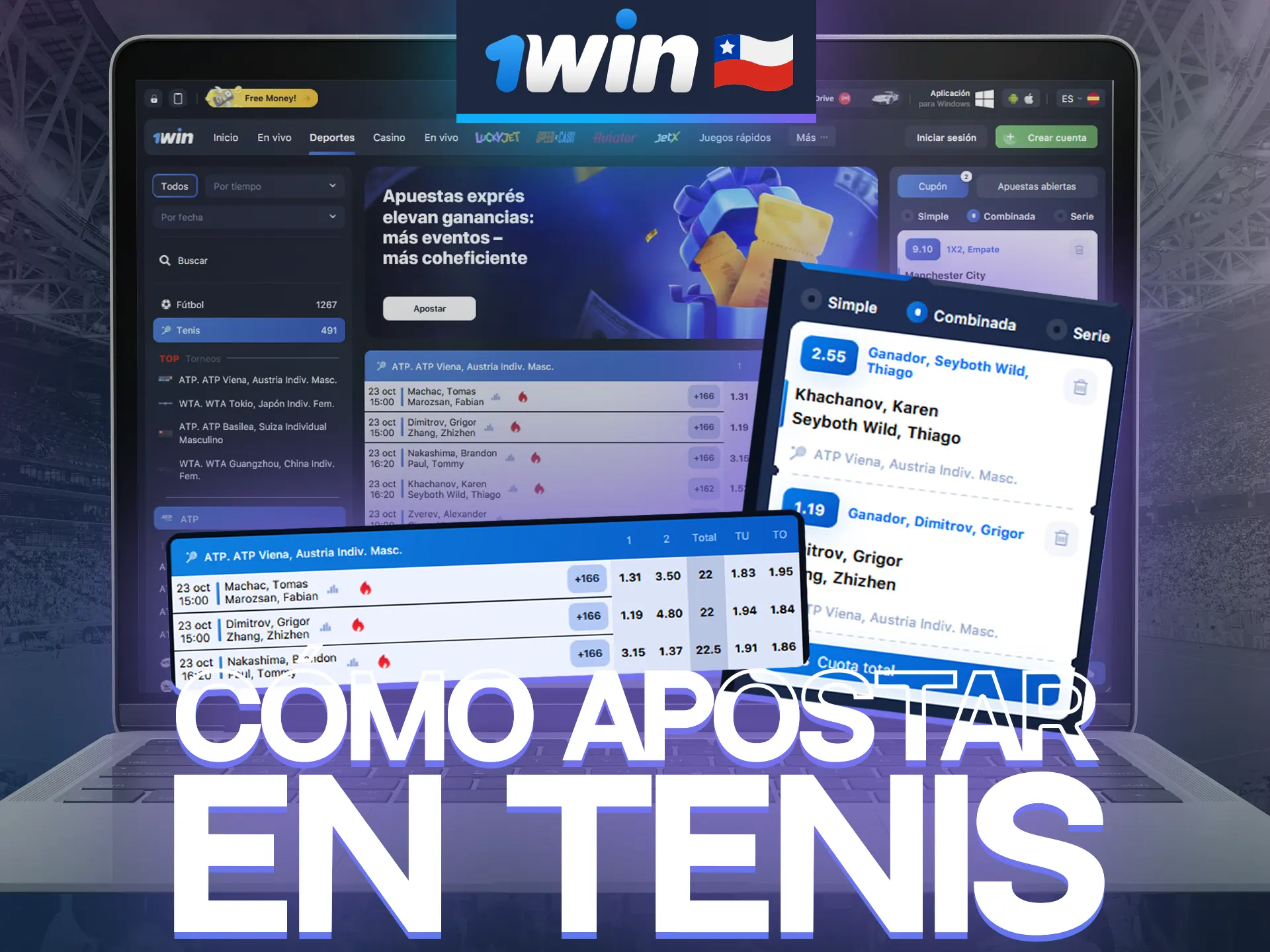 Ven a 1win y apuesta en tenis y eventos de tenis.